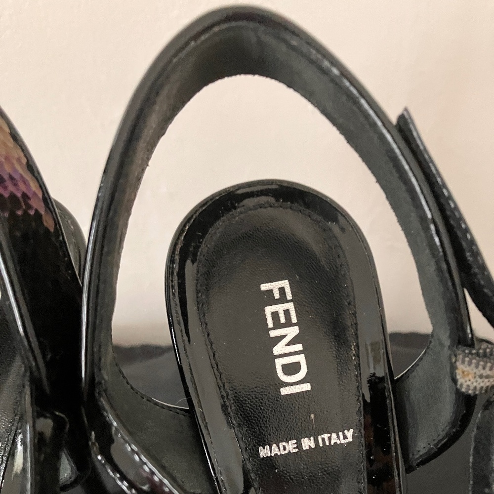 Fendi Iridescent Python-like Leather Slingbacks - Picture 5 of 15